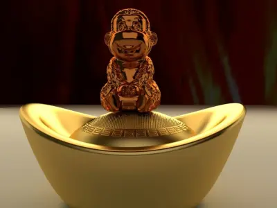 Chinese gold ingot 3D model 23