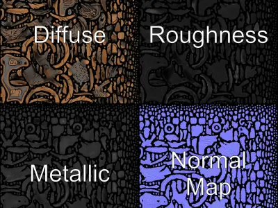 Decorative Door Knocker Model Pack with Intricate Design Low-poly 3D model