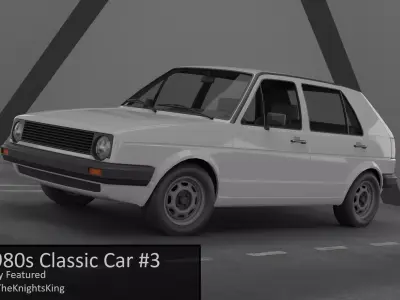 1980s Classic Car 3 Fully Featured Low-poly 3D model