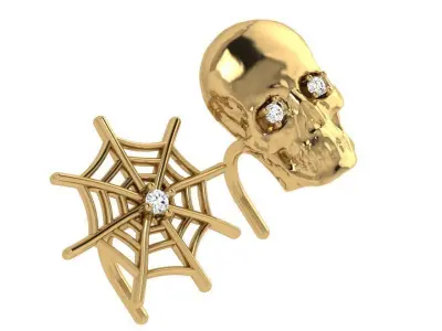 Spider Net Skeleton Earring 3988 3D print model