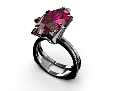 3D model Solitaire Marquise Cut EL Ring-CL 3D print model