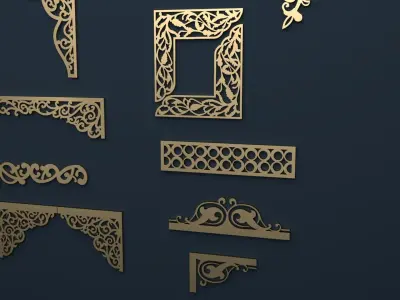 Collection of Curtain  accessories  3D model 02 3D model