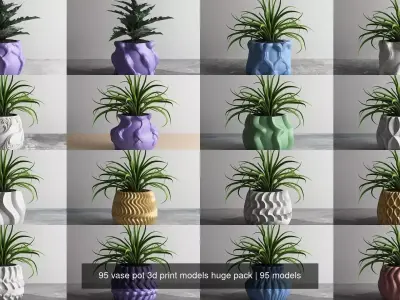 95 vase pot 3d print models huge pack 3D Model Collection