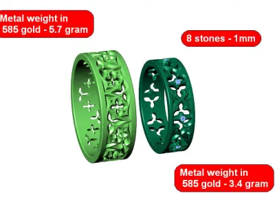 Patterned rings 3D print model buy