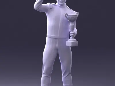000170 Racing Champion Holding Trophy 0808 3dp 3D print model
