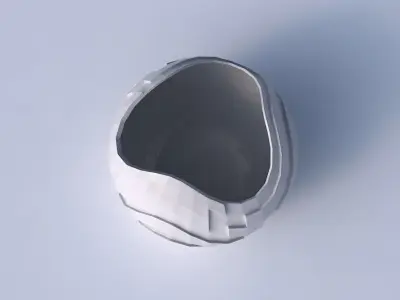 Bowl Spheric wavy with sharp ribbons 3D print model