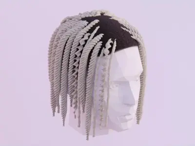 Short Braided Dreads inspired by Lil Durk Low-poly 3D model