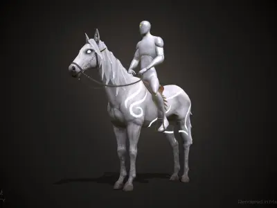Wind Horse Animated Asset Low-poly 3D model