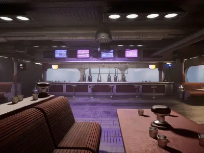 Science Fiction Flying Cantina - Unreal Engine  Low-poly 3D model