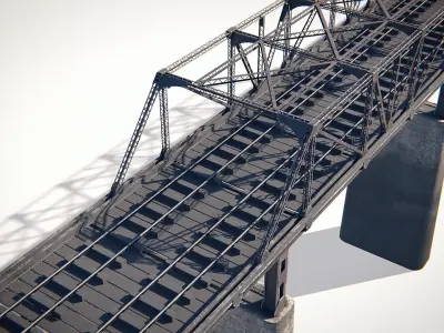 Bridge Metal Truss Railway 01 Hipoly PBR 3D model
