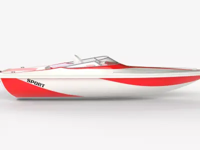 White Red Speedboat Luxury 3D Model 3D model