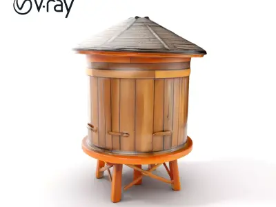Wooden Water Tower Model Pack  Detailed Industrial Asset Low-poly 3D model