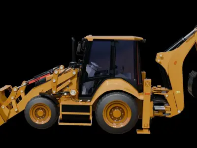 Backhoe Loader Low-poly 3D model