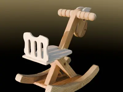 Wooden Rocking Horse Toy 3D Scan Low-poly 3D model