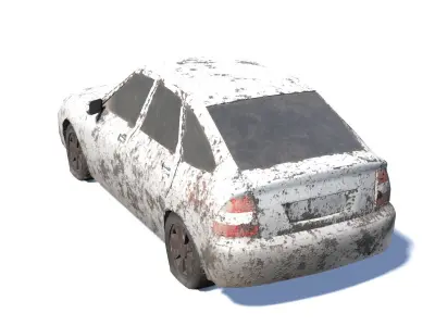 Broken Rusty Car Low-poly 3D model