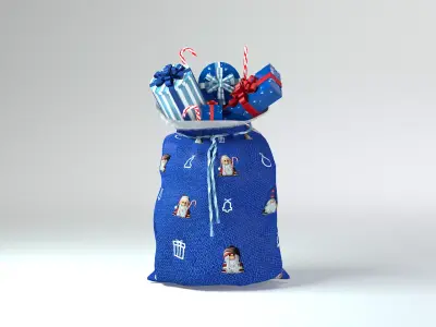 Santas Blue Gift Bag 3D model