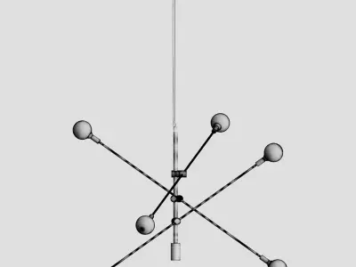 Chandelier modern brass with four light bulbs 3D model