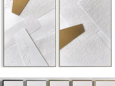 Plaster Two Photo Frame 182 Low-poly 3D model