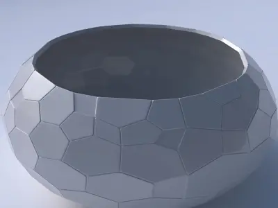 Bowl spheric squeezed wide with fine organic cells 3D print model