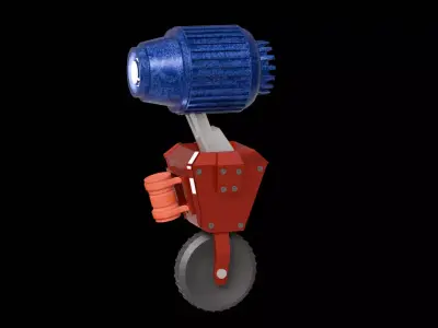 Uni Wheel Robot with Light Low-poly 3D model