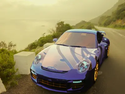 Porsche 911 Racing with HDRI Low-poly 3D model
