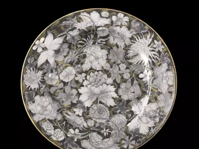 Chinese Guangxu Millefleur Plate BW Low-poly 3D model