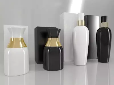 4 Luxury Bottle and Box - Pack 03 - 3D model