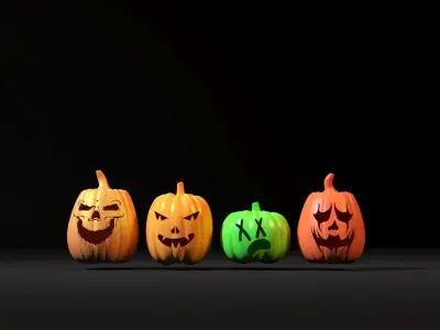 Set of scary pumpkins 3D print model