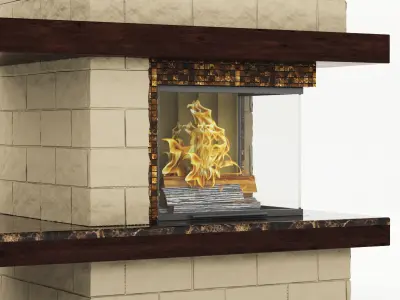 modern marble fireplace 3D model