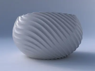 Bowl spheric twisted with bent extruded lines 3 3D print model
