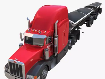 Peterbilt 377 side dump trailer Low-poly 3D model