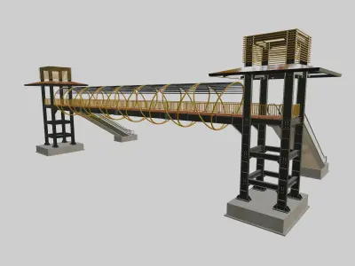 Steel Pedestrian Bridge-Escalator-Tower Column Type-28 3D model