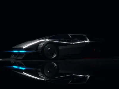 Futuristic Cyber Car 3D Model Low Poly Blend FBX OBJ 2K Textures Low-poly 3D model