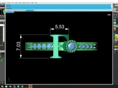 Luxury Letter F Diamond Ring 3D Jewelry Model 4367 3D print model