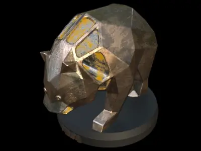 Steampunk Panda Pose Low-poly 3D model