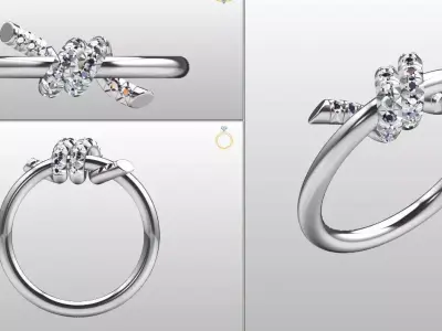 Tiffany knot diamonds Ring 3D print model