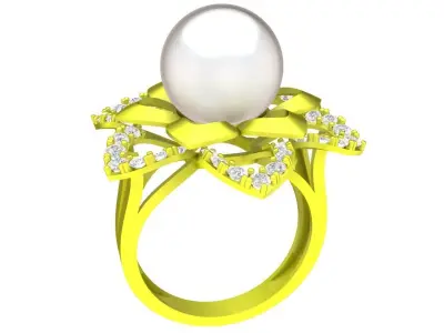 Luxury Pearl Floral Ring 3D Model for Fine Jewelry Design 1389 3D print model
