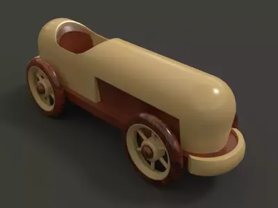 Wooden sport toy car 3D model