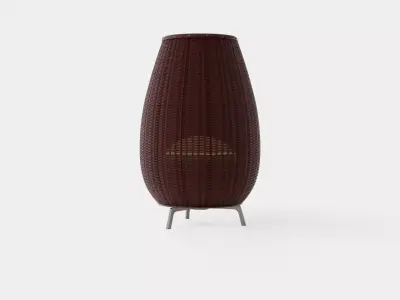 Rattan Dark Lamp Low-poly 3D model