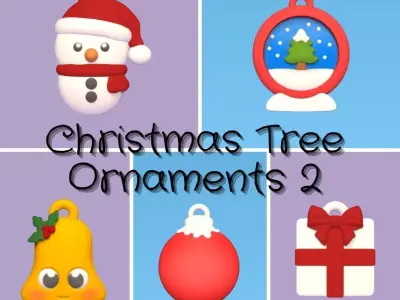 Christmas Tree Ornaments 2 3D Model Collection