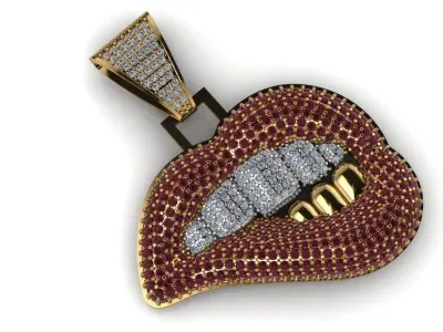 Biting lips pendant  3D print model