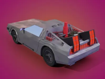 Delorean DMC-12 low poly model Free 3D model