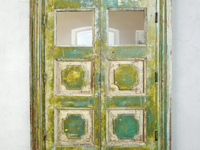 Antique Colonial Storage Cabinet Mirror 3D model