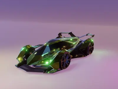 green Car 3D Blender File 3D model 3D model Low-poly 3D model
