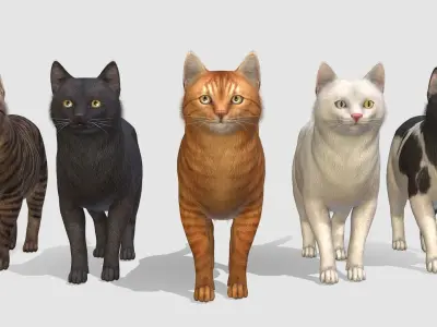 Cats - Fat Low-poly 3D model