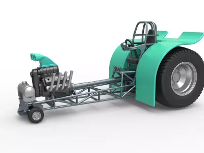  Pulling tractor with single V8 engine Scale 1 to 25 3D print model