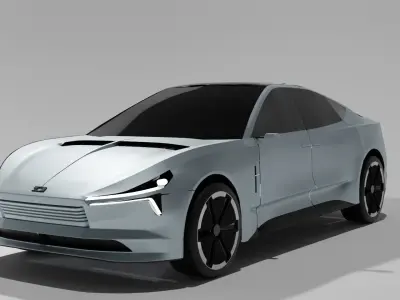 Streamlined Sedan 3D Model - Smooth and Elegant Design 3D model