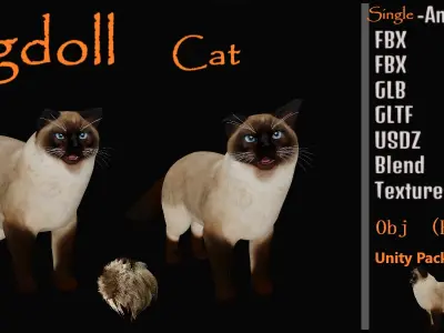 Ragdoll Cat Breed Low-poly 3D model