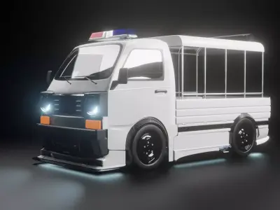 Classic van truck modify Low-poly 3D model