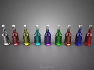 RAINBOW FRUIT ESSENCE FLAVOR SPARKLING SODA DRINK LIQUID BOTTLES 3D model